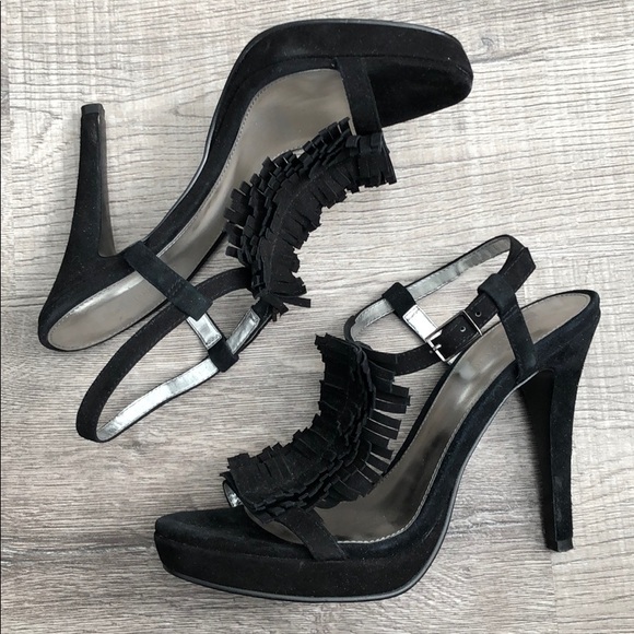 Calvin Klein black suede platform strapped sandals - Picture 5 of 8